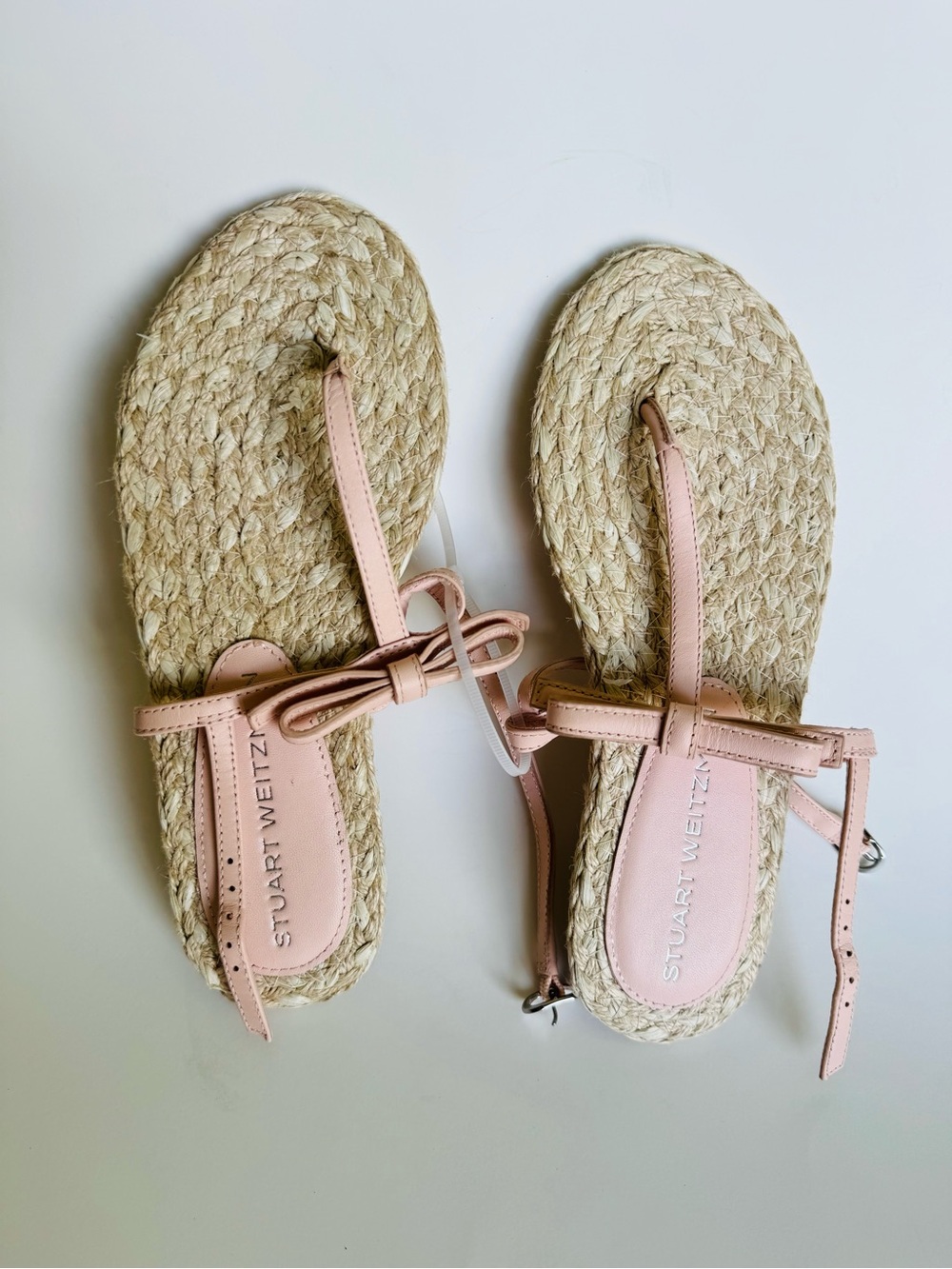 Stuart Weitzman Pale Pink Leather Braided Espadrilles